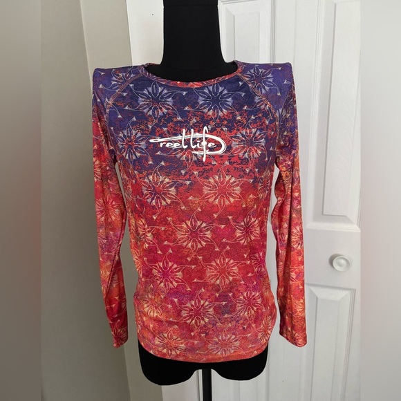 Reel Life Women's AOP Sundial Fish Long Sleeve UV Fishing Shirt Size Small - Picture 1 of 4